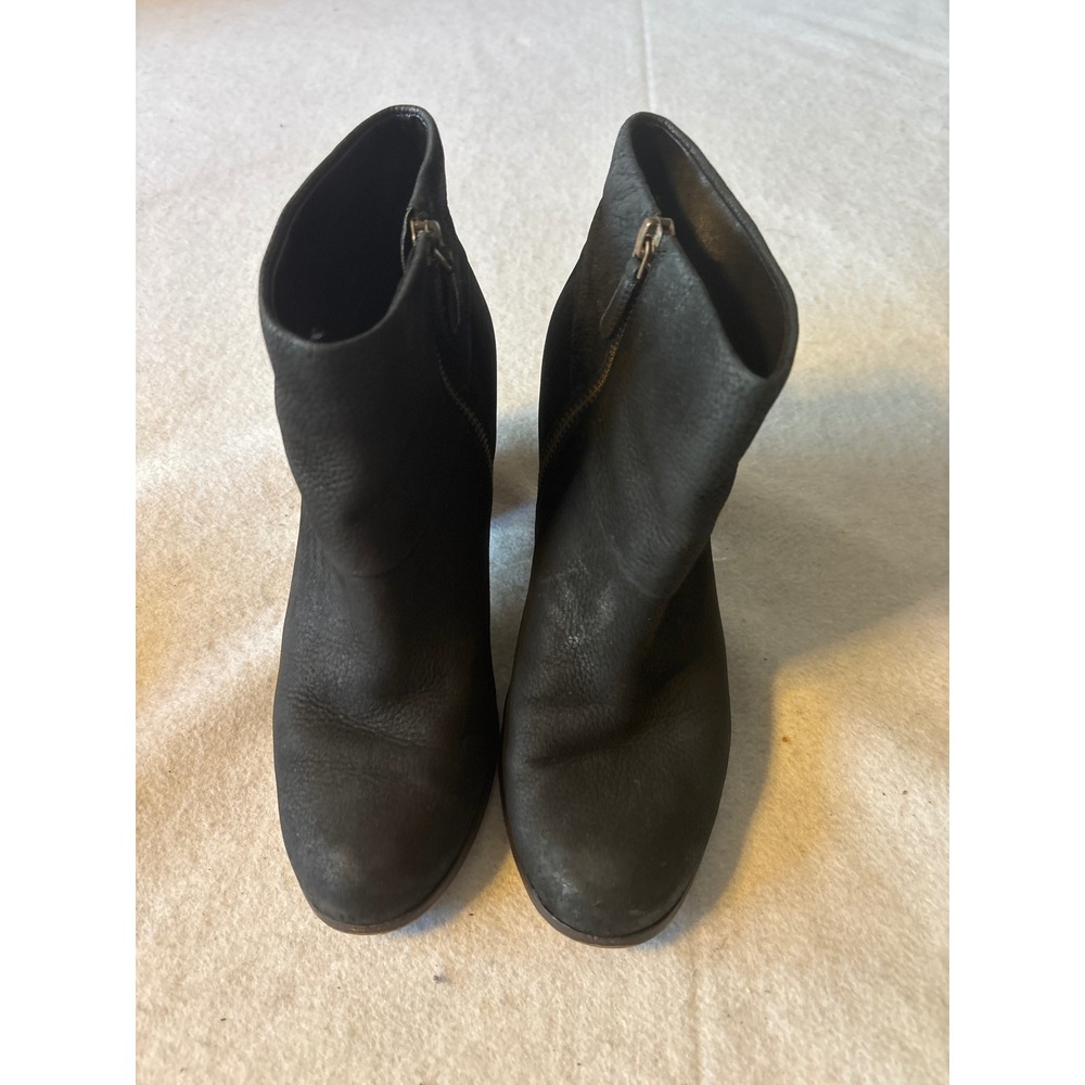 Cole Haan Nike Air Ankle Boots Womens 8.5B Black Good Leather Block Heel Zip